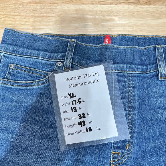 Spanx Seamed Front Wide Leg Jeans Women's XL Blue Pull-On High Waist - Picture 4 of 9